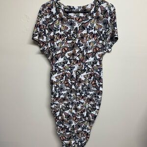 No Boundaries White Butterfly Print Women’s Dress